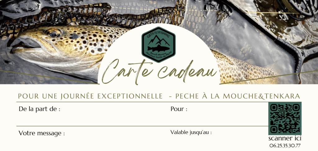 Carte cadeau pour une expérience de pêche à la mouche et au Tenkara avec Benoît Moreno Fishing.